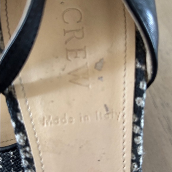 J. Crew fabric snake skin Black and Tan Heels 3” heel sling back ankle strap - Picture 8 of 8